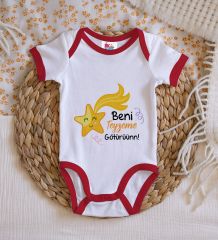 BK Kids Beni Teyzeme Götürün Tasarımlı Kırmızı Bebek Body Zıbın-1