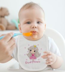 BK Kids Küçük Prenses Tasarımlı Bebek Body Zıbın ve Mama Önlüğü Hediye Seti - Model 1