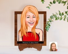 Kişiye Özel Kadınlar Günü Dünyanın En Güzel Kadını Karikatürlü Ahşap Standlı 3D Biblo-5