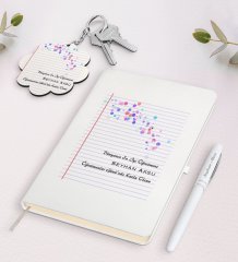 Kişiye Özel Dünyanın En İyi Öğretmeni Beyaz Defter Kalem Ve Anahtarlık Hediye Seti-28