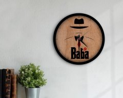 BK Home Godfather Baba Tasarımlı 45cm Ahşap Duvar Saati-17