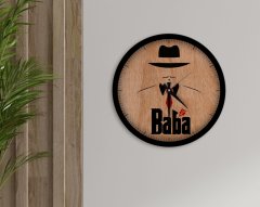 BK Home Godfather Baba Tasarımlı 45cm Ahşap Duvar Saati-17