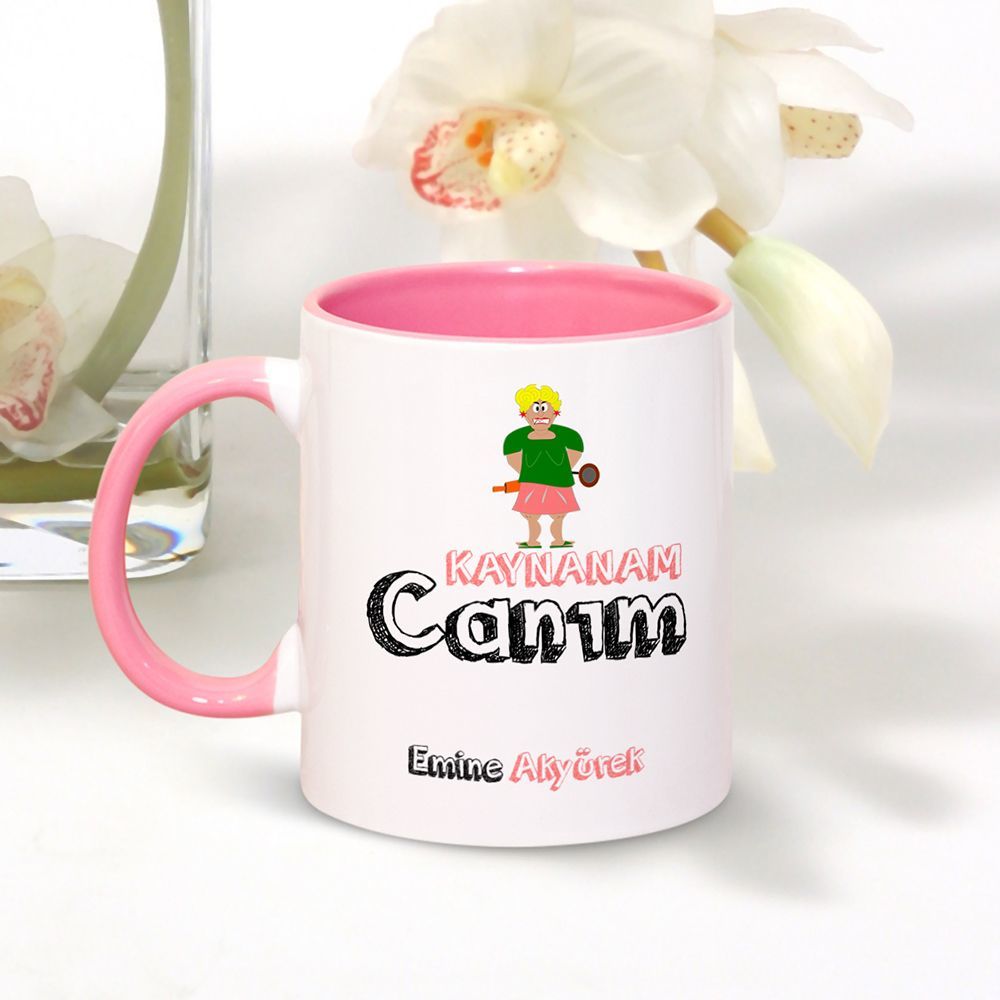 Kişiye Özel Canım Kaynanam Pembe Kupa Bardak