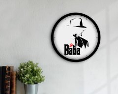 BK Home Godfather Baba Tasarımlı 45cm Ahşap Duvar Saati-16