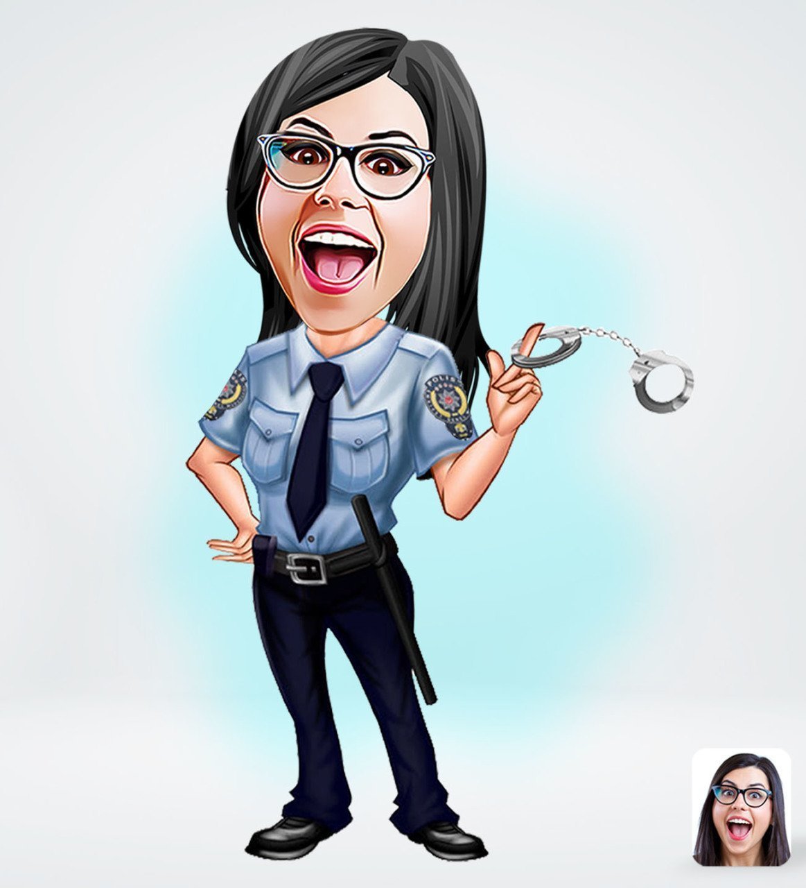Kişiye Özel Kadın Polis Tasarımlı Dijital Karikatür-1