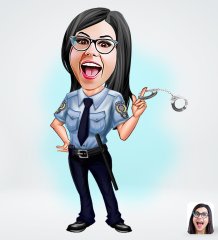 Kişiye Özel Kadın Polis Tasarımlı Dijital Karikatür-1