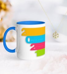 BK Gift Kişiye Özel 2023 Mutlu Yıllar Mavi Kupa ve Kar Tanesi Kolye-12