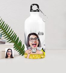 Kişiye Özel Bayan Karikatürlü Metal Suluk (500 ml.) 6