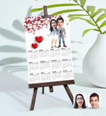 BK Gift Kişiye Özel 15x21 cm Fotoğraf Kartlı Sevgililer Karikatürlü Şövaleli 2023 Takvim -61