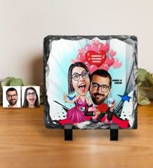 Kişiye Özel Evlilik Teklifi Karikatürlü Dekoratif Doğal Taş - 2