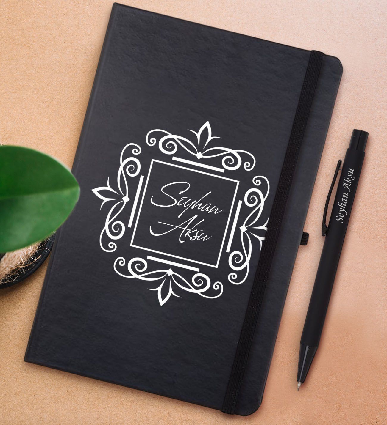 BK Gift Kişiye Özel İsimli Siyah Defter ve Metal Versatil Kalem(0,7 Kurşun) Hediye Seti-1