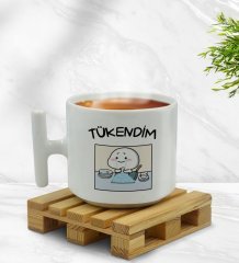 BK Gift Tükendim Tasarımlı T Kulplu Beyaz Middle Kupa Bardak-1