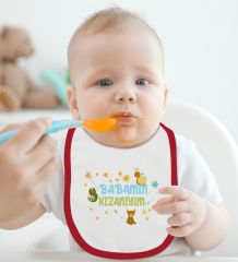BK Kids Babamın Kızanıyım Tasarımlı Kırmızı Bebek Mama Önlüğü-1