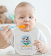 BK Kids Küçük Deniz Kızı Tasarımlı Bebek Body Zıbın ve Mama Önlüğü Hediye Seti - Model 1