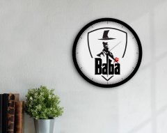 BK Home Godfather Baba Tasarımlı 45cm Ahşap Duvar Saati-15