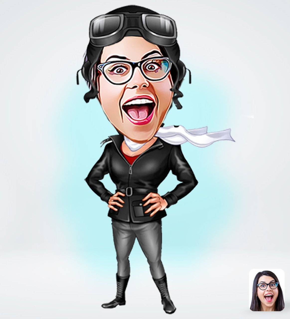 Kişiye Özel Kadın Pilot Tasarımlı Dijital Karikatür-1