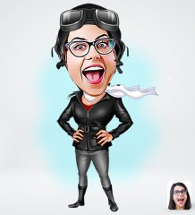 Kişiye Özel Kadın Pilot Tasarımlı Dijital Karikatür-1