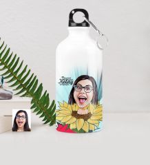 Kişiye Özel Bayan Karikatürlü Metal Suluk (500 ml.) 5