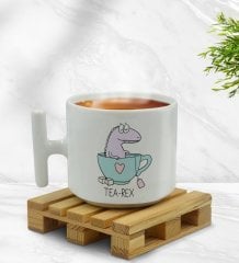 BK Gift Tea-Rex Tasarımlı T Kulplu Beyaz Middle Kupa Bardak-1