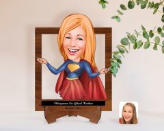 Kişiye Özel Kadınlar Günü Dünyanın En Güzel Kadını Karikatürlü Ahşap Standlı 3D Biblo-2