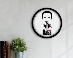 BK Home Godfather Baba Tasarımlı 45cm Ahşap Duvar Saati-8