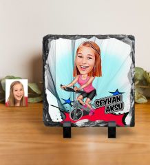 Kişiye Özel Bayan Sporcu Karikatürlü Dekoratif Doğal Taş