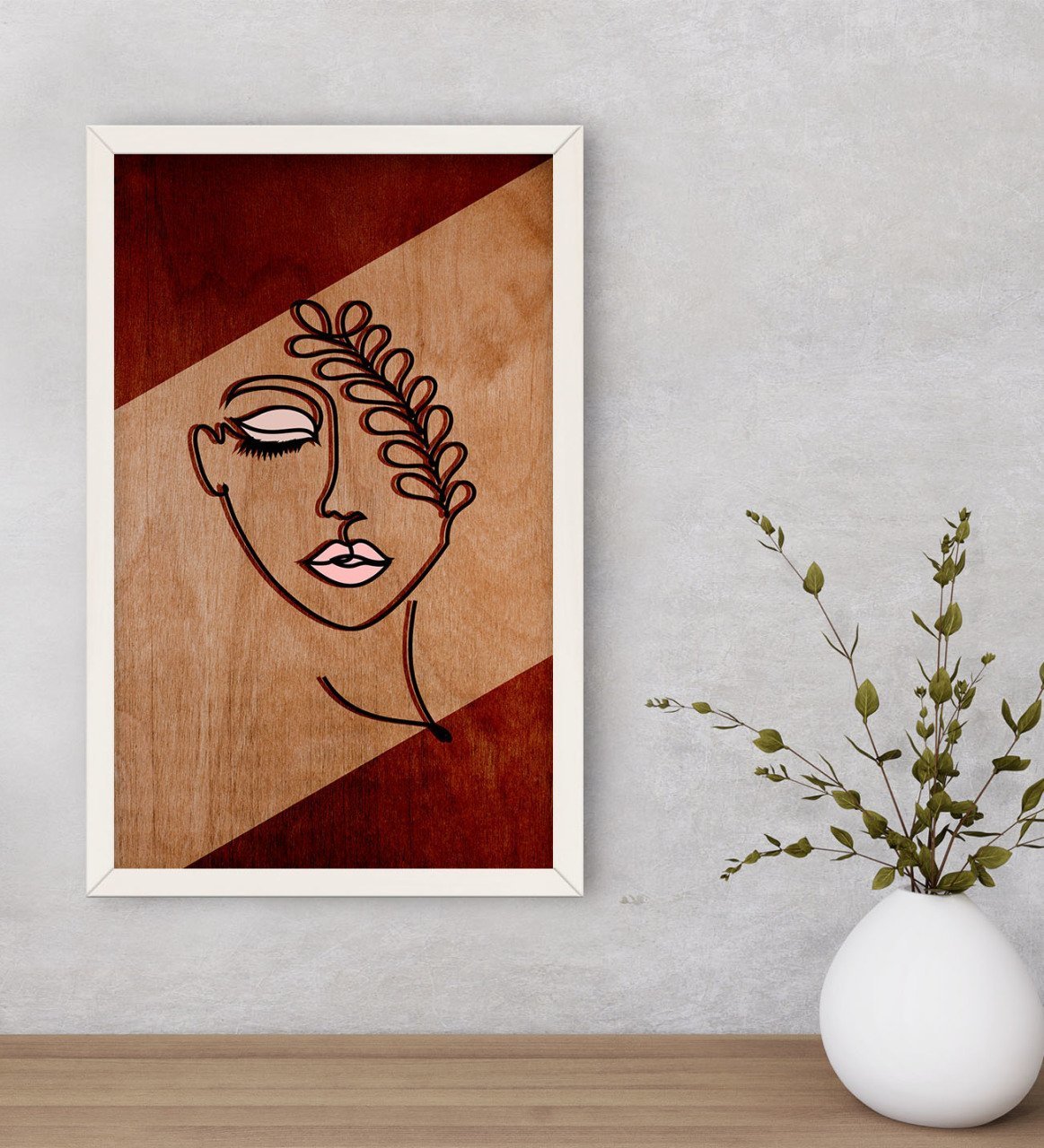 BK Home Minimalist Woman Dekoratif Ahşap Beyaz Çerçeveli Tablo-2