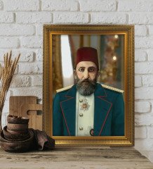 Sultan Abdülhamid Han Altın Yaldız Çerçeveli A3 Tablo - 1
