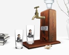 Kişiye Özel Renkli Baskılı Çünkü Sen Çölüme Yağmur Oldun Tasarımlı İkili Rakı Bardağı ve Ahşap Rakı Standı Hediye Seti-7