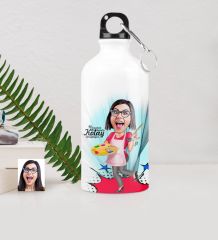Kişiye Özel Bayan Ressam Karikatürlü Metal Suluk (500 ml.) 1