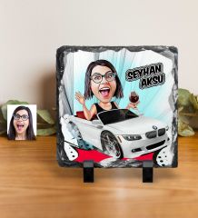 Kişiye Özel Bayan Patron Karikatürlü Dekoratif Doğal Taş - 2