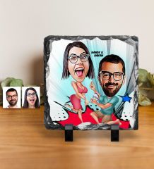 Kişiye Özel Benimle Evlenir Misin Karikatürlü Dekoratif Doğal Taş
