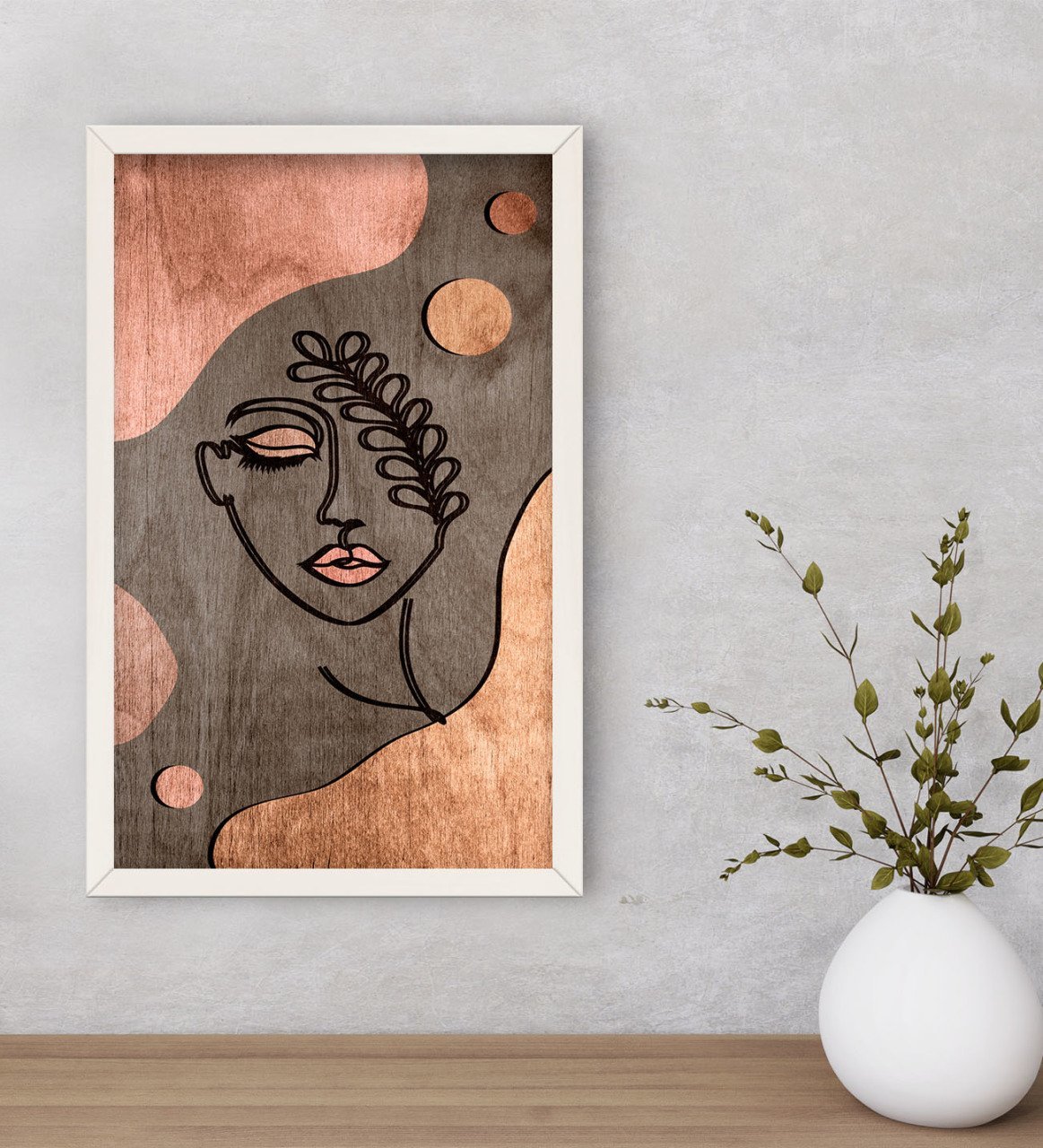 BK Home Minimalist Woman Dekoratif Ahşap Beyaz Çerçeveli Tablo-1