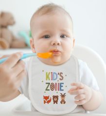 BK Kids Kids Zone Tasarımlı Bebek Body Zıbın ve Mama Önlüğü Hediye Seti - Model 1