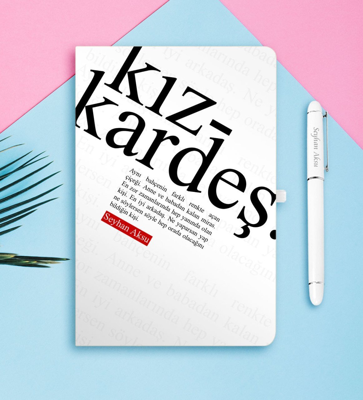 Kişiye Özel Kız Kardeş Temalı Beyaz Defter Kalem Seti