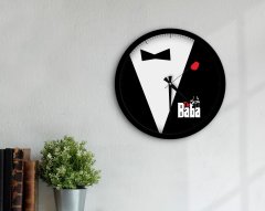 BK Home Godfather Baba Tasarımlı 45cm Ahşap Duvar Saati-2