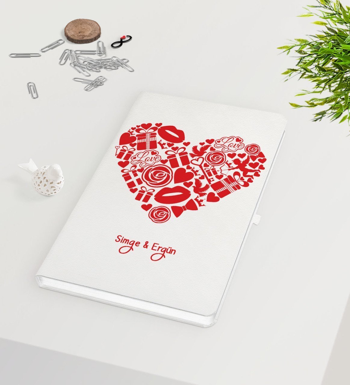 Kişiye Özel Sevgililer Günü Beyaz Defter-49