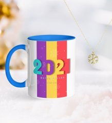 BK Gift Kişiye Özel 2023 Mutlu Yıllar Mavi Kupa ve Kar Tanesi Kolye-8