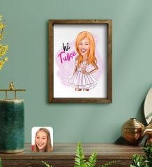 Bk Gift Kişiye Özel Barbie Karikatürlü Portre Doğal Masif Ahşap Çerçeveli Tablo 30x40cm-2, Barbie Filmi, Barbie Hediyelik Eşya, Arkadaşa Hediye