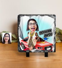 Kişiye Özel Bayan Patron Karikatürlü Dekoratif Doğal Taş - 1
