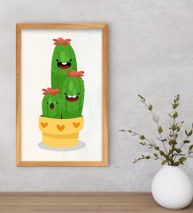 BK Gift  Kaktüs Tasarımlı Dekoratif Retro Ahşap Çerçeveli Tablo-12