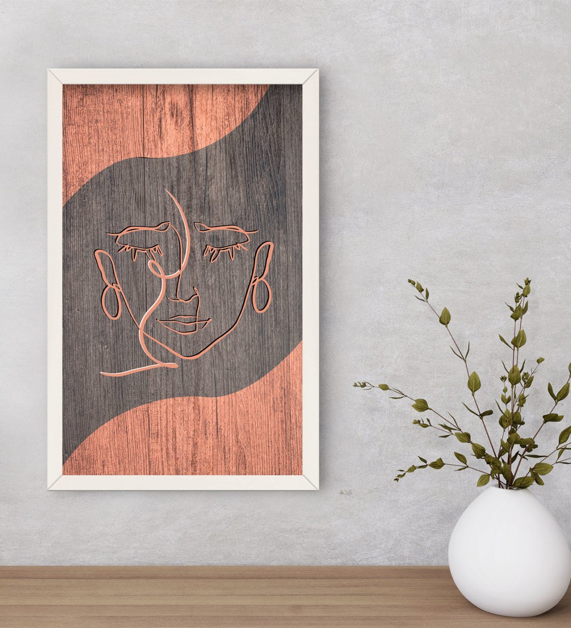 BK Home Minimalist Art Dekoratif Ahşap Beyaz Çerçeveli Tablo-4