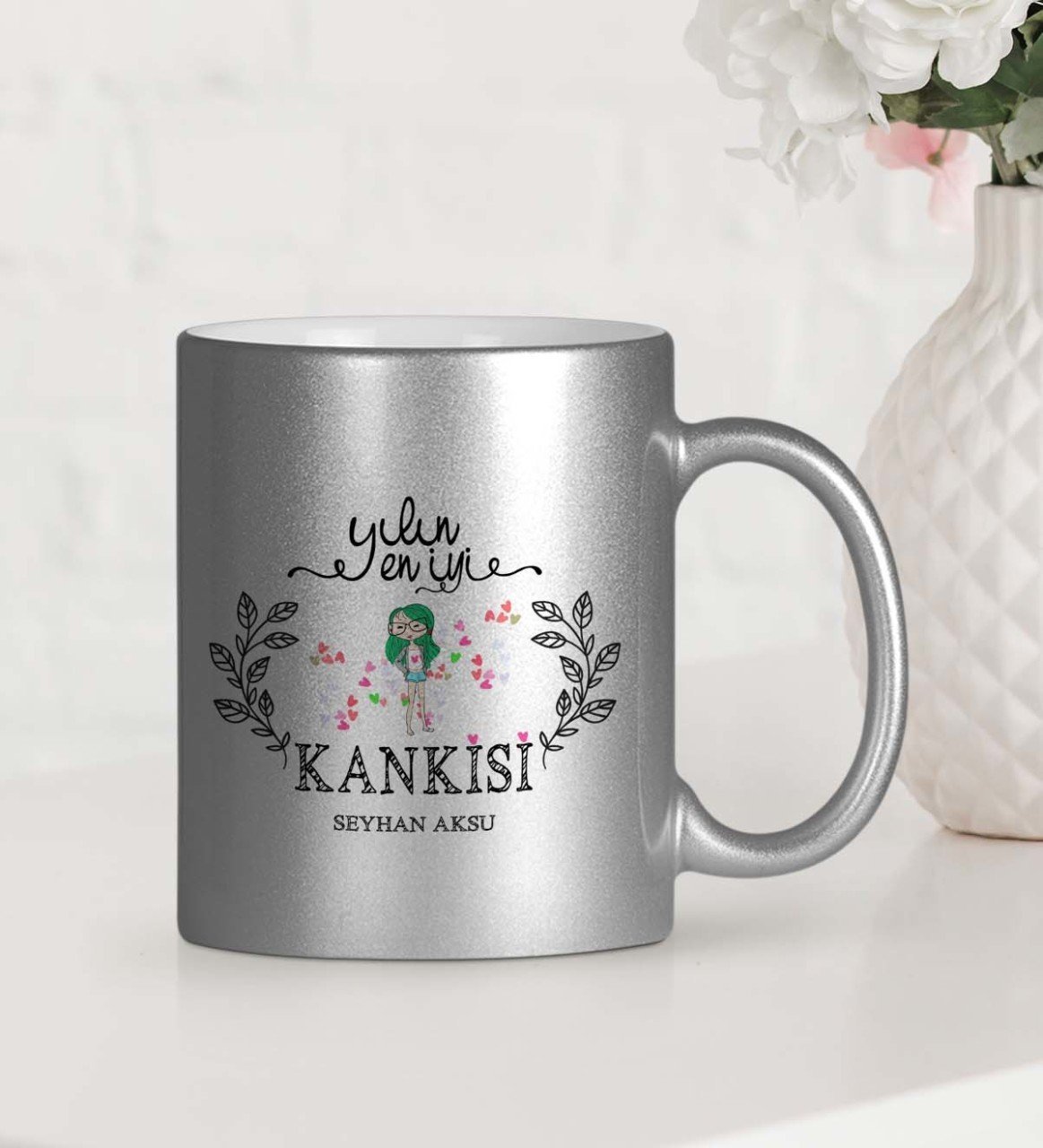 Kişiye Özel Yılın En İyi Kankisi Gümüş Yaldızlı Kupa Bardak