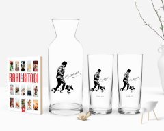 Kişiye Özel Renkli Baskılı Atatürk Temalı İkili Rakı Bardağı Karaf ve Cep Kitabı Hediye Seti-16