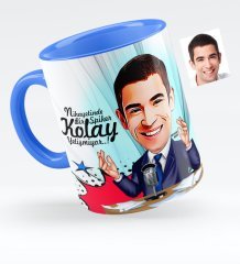 Kişiye Özel Bay Spiker Karikatürlü Mavi Kupa Bardak - 1