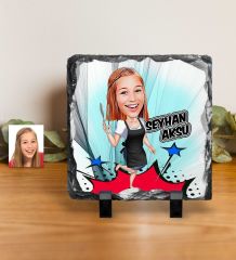 Kişiye Özel Bayan Aşçı Karikatürlü Dekoratif Doğal Taş