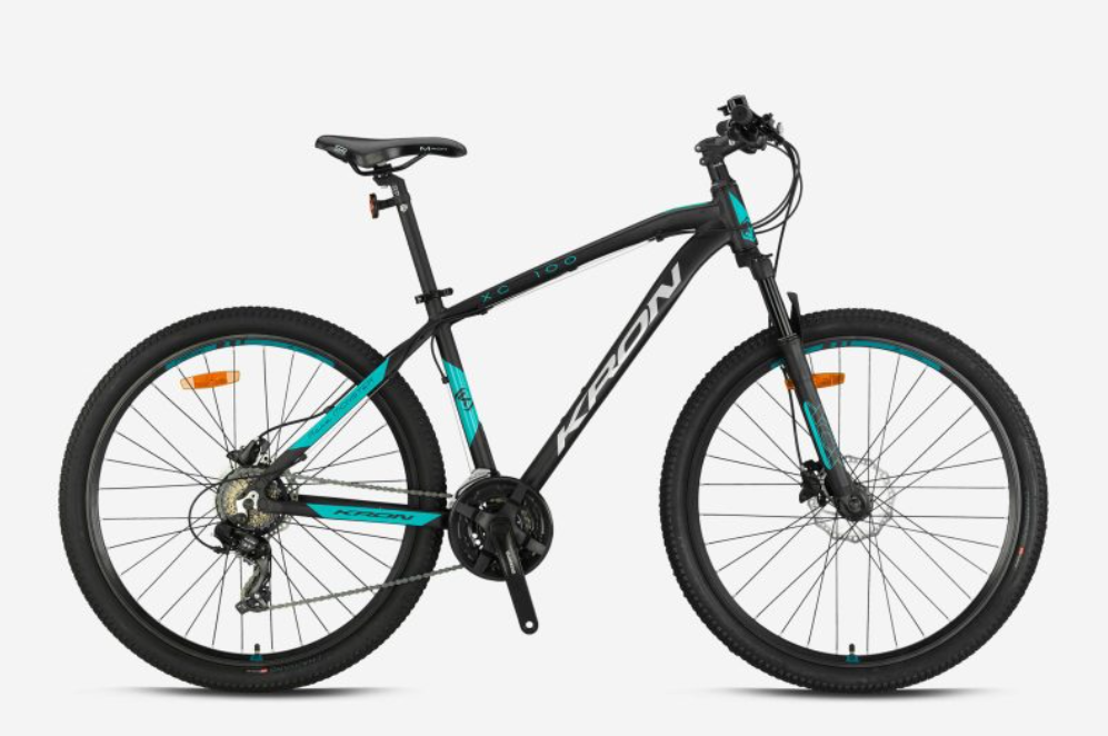 KRON XC100 HD 24 JANT 13cm KADRO SİYAH-TURKUAZ-BİSİKLET