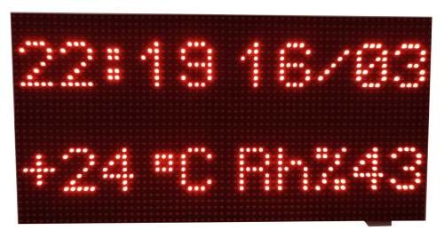 UZAKTAN KUMANDALI DİJİTAL SAAT TERMOMETRE NEM 64X32CM LED PANOSU-MOD SEÇİMLİ