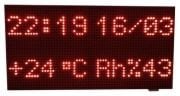 UZAKTAN KUMANDALI DİJİTAL SAAT TERMOMETRE NEM 64X32CM LED PANOSU-MOD SEÇİMLİ