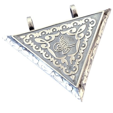 Osmanlı Tuğralı Üçgen Model Gümüş Muskalık